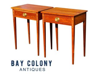 20th C Federal Antique Style Mahogany Work Tables / Night Stands