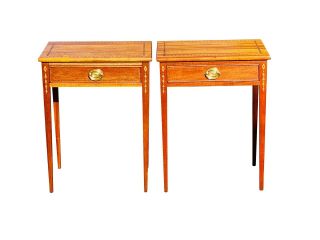 20TH C FEDERAL ANTIQUE STYLE MAHOGANY WORK TABLES / NIGHT STANDS 3