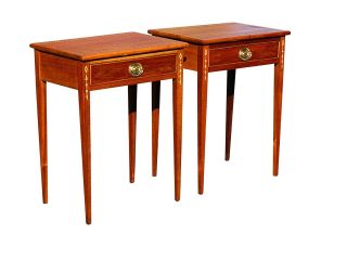 20TH C FEDERAL ANTIQUE STYLE MAHOGANY WORK TABLES / NIGHT STANDS 4