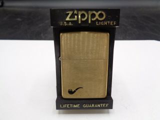 Vintage Zippo Solid Brass Lighter Pipe W/case (e Xi) Flat Bottom (sa11)