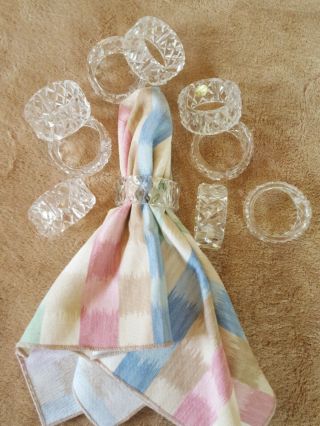 Set Of 10 Vintage Clear Acrylic Lucite Plastic Cut Crystal Look Napkin Rings