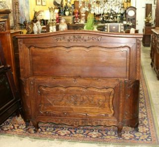 French Antique Carved Oak Louis Xv Full Size Bed | Bedroom Furniture