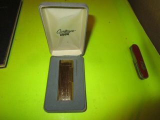 Vintage Zippo Contempo Butane Lighter Ribbed Gold