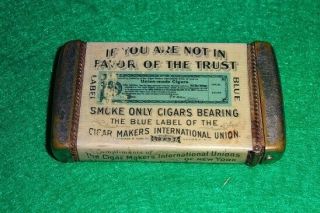 Old Orig Union Of Cigar Makers Antique Advertising Celluloid Match Safe Vesta