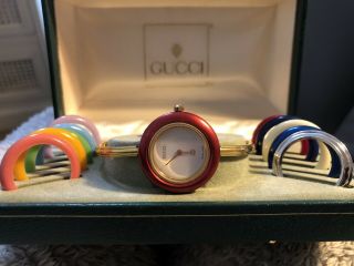 Gucci Vintage Gold Plated Ladies Watch With Interchangeable Bezels.  - 15 Bezels