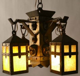 Vintage Bradley And Hubbard Monk Face Chandelier Arts And Craft Chandelier