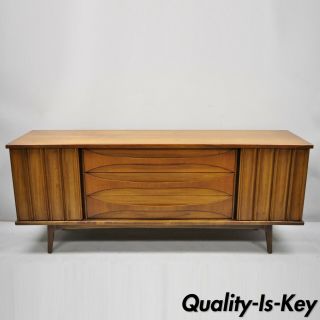 Vintage Mid Century Modern Walnut Arne Vodder Style Credenza Cabinet Sideboard