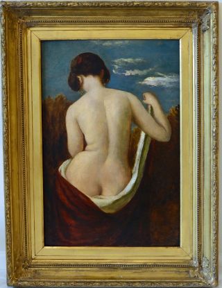 Fine Antique 19th Century Nude Portrait Study Oil Painting Etty