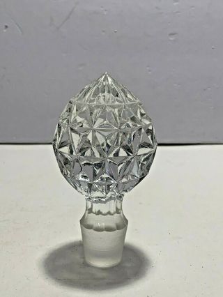 Antique Vtg Abp Cut Glass Clear Crystal Faceted Bottle Decanter Stopper 4 1/2 "