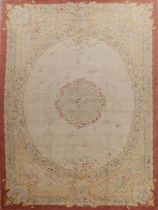 Vintage Victorian Style Large France Aubusson Oriental Area Rug Hand - Made 11x16