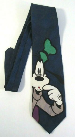 The Disney Store 100 Silk Goofy Neck Tie Vtg 90 
