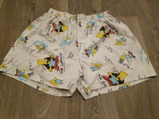 Rare Vintage Bart Simpson Boxer Shorts White 1990s The Simpsons L/36 Collectable