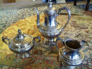 Gorham French Louis Xv Style Three (3) Piece Sterling Silver Tea Set