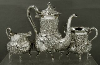 Baltimore Silversmiths Sterling Tea Set c1905 HAND DECORATED 2