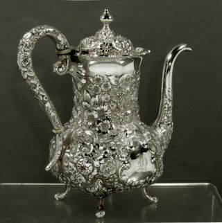 Baltimore Silversmiths Sterling Tea Set c1905 HAND DECORATED 4