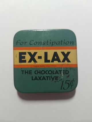 Vintage Ex - Lax Tin 15 Cents Blue