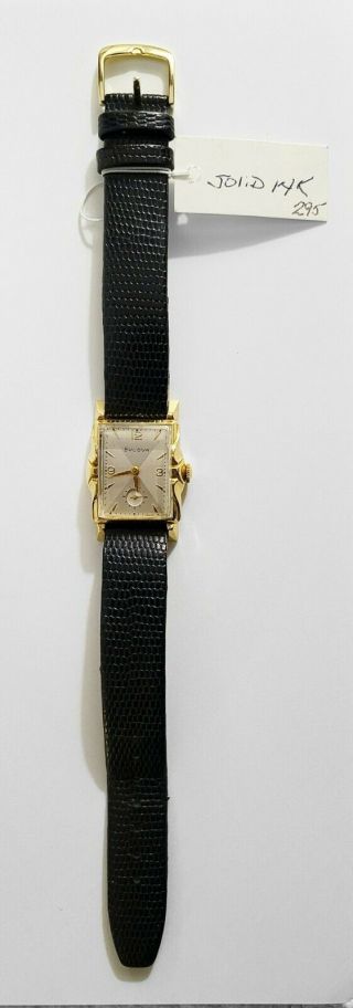Vintage 1951 Bulova " Brunswick " Watch 14k Solid Gold.  Running,  Keeps Time