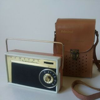 Vintage Admiral 7 Transistor Radio Model 7m12 Pink 1957 W/case Repair Or Display