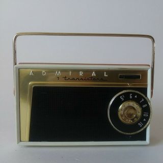 Vintage Admiral 7 Transistor Radio Model 7M12 Pink 1957 W/Case Repair or Display 2