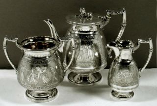 English Sterling Tea Set  1897 EGYPTIAN REVIVAL 2