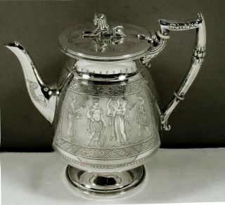 English Sterling Tea Set  1897 EGYPTIAN REVIVAL 3