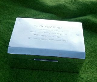 Small Stylish Wood Lined Silver Cigarette Box By W T Toghill Ltd - B 