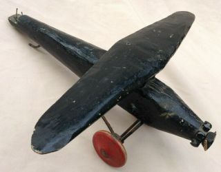Vintage Airplane Model Toy Hand Carved Wood Rustic Folk Art Repair Plane