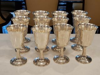 Midcentry Designer Michael C Fina Sterling Silver Set12 Water Goblets 90toz