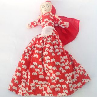 Vtg Little Red Riding Hood Topsy Turvy Fabric Doll Granny Wolf Fairytale 60s