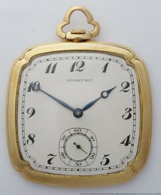 18k Gold Unique Tiffany & Co Odd Shaped Huge Mens Antique Art Deco Pocket Watch