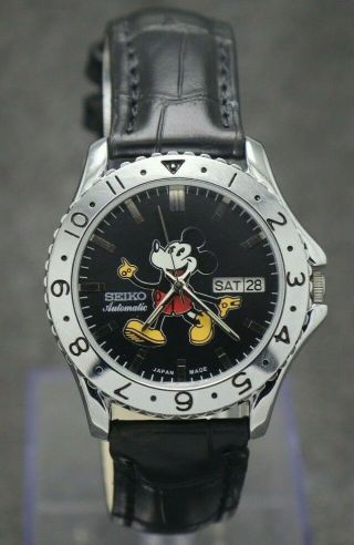 Seiko Mickey Mouse " Fixed Bezel  Japan Automatic Movement 6309 " Watch.