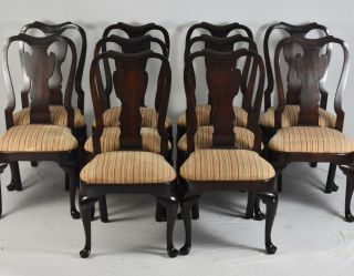 Statton Solid Cherry Queen Anne Style Set Of 10 Dining Chairs