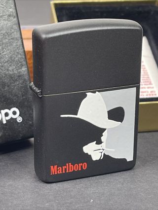 Vintage Zippo Lighter - Marlboro Cowboy - Black