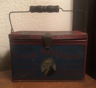 Early 1900’s Antique George Washington Cut Plug Tobacco Advertisement Tin