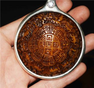Tibetan Old Antique Zodiac Buddhist Pendant Kapala Skull Amulet Mandala Thangka
