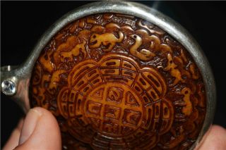 Tibetan old antique zodiac buddhist pendant kapala skull amulet mandala thangka 5