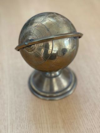 Vintage Brass World Globe Cigarette Holder.  Tabletop