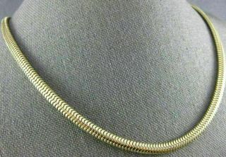 Antique Wide 14kt Yellow Gold 3d Handcrafted Solid Snake Chain Necklace 26581