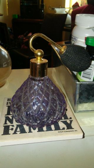 Vintage Empty Victoria Secret Purple Glass Atomizer Perfume Spray Bottle Tag
