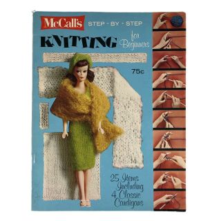 Mccalls Vintage 1960’s Knitting For Beginners Barbie Doll Book