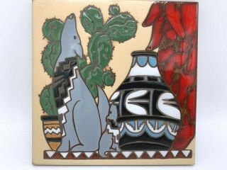 Vintage Earthtones Decorative Tile 6” X 6” " Serenading Coyotes " Trivet Wall Art