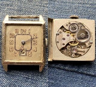 Antique Vintage A.  Lecoultre Wrist Watch Gold Filled Square Missing Glass Runs