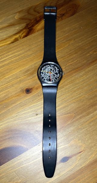 Keith Haring Swatch Watch Blanc Sur Noir Gz104