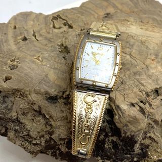 Montana Silversmiths Cowgirl Up Wristwatch Silver Gold Plate Flex Scratched Face