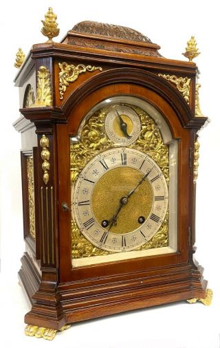 Antique Walnut Lenzkirch Carved Bracket Mantel Clock With Ormolu Mounts Tingtang