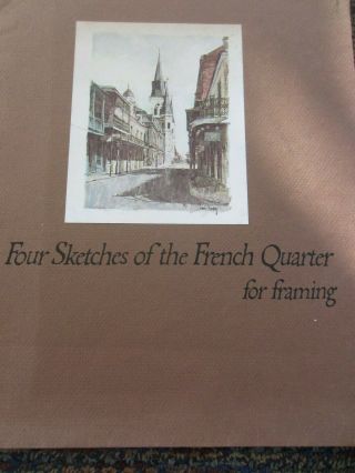 Four Vintage Color Sketches Of The French Quarter Orleans 1966 By Don Davey