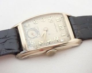 Vintage Art Deco Mens Hamilton 17j 10k Gold Filled Wristwatch Watch