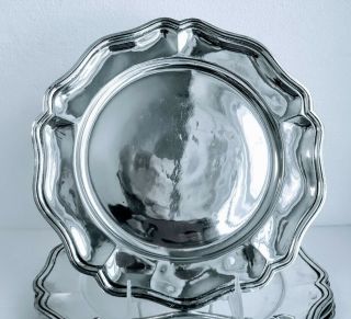 6 Classic Antique Dinner Charger Plates 900/1000 Pure Silver S.  American 95.  7ozt