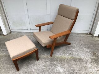 Hans Wegner Danish Modern Ge 290 Lounge & Foot Stool/ottoman Chair By Getama