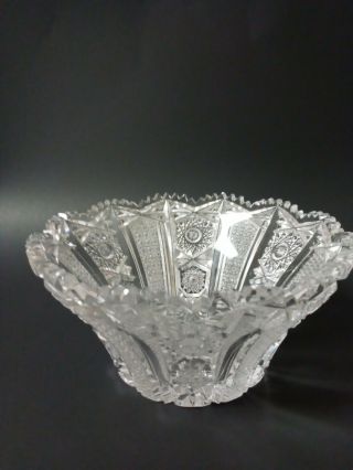 Antique American Brilliant Cut Glass Crystal Bowl 4 " X8 " D.  Circa 1900 - 1930 Heavy